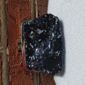 Victoria's Secret Silver and Black Sequined Coin Purse